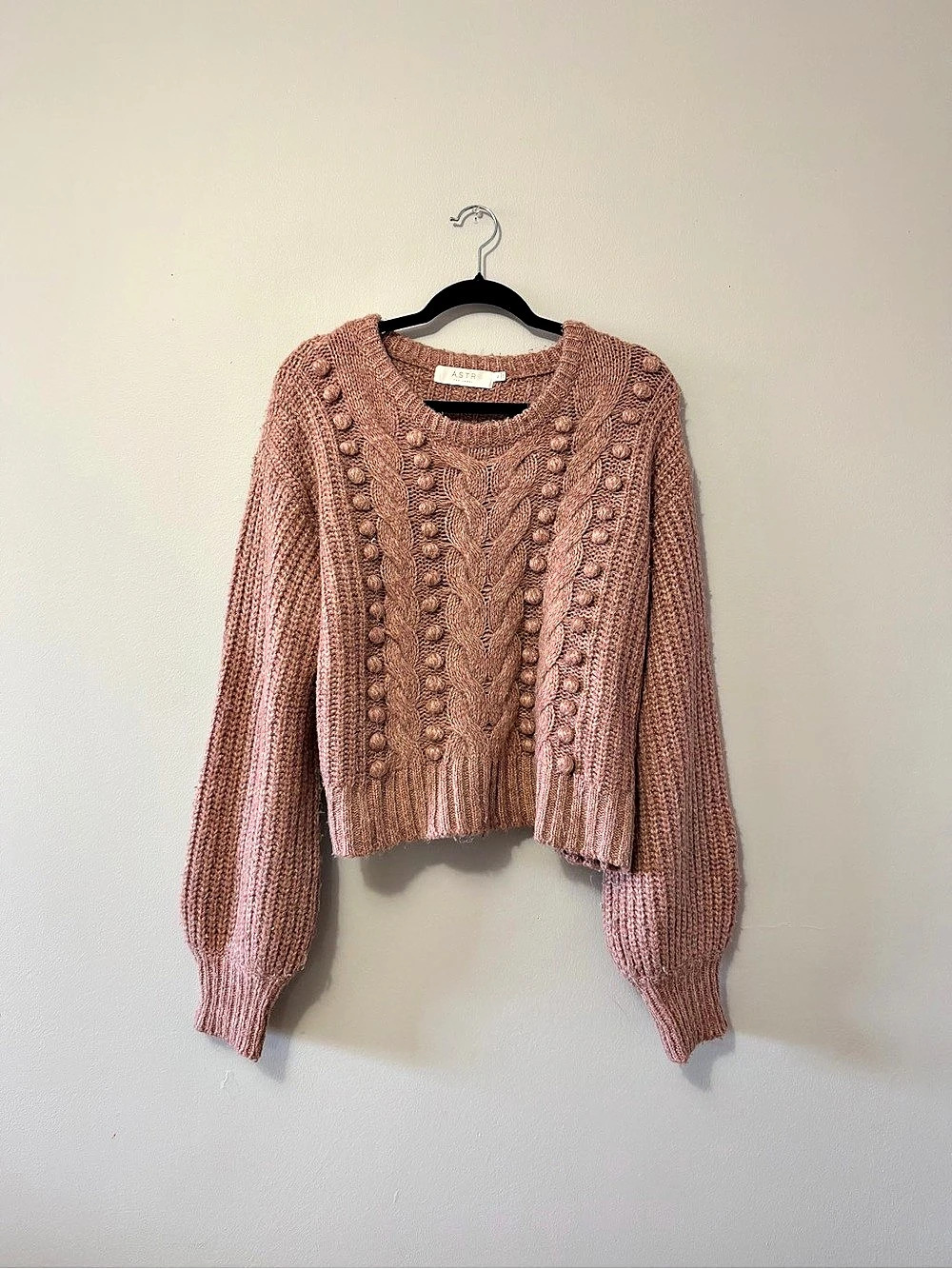 ASTR Cable Knit Pullover in Pink Like New